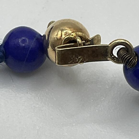 Lapis Lazuli Necklace 14k Gold Beads/Clasp 18” Round 5mm - Picture 4 of 7